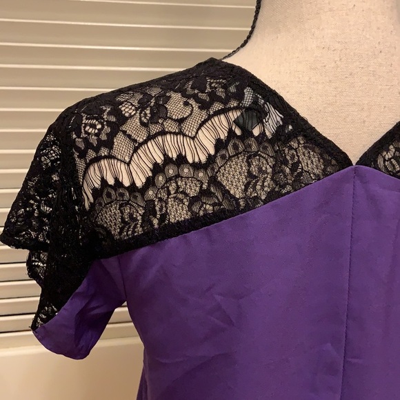 160. C. Luce Top in Purple with Black Lace - Picture 5 of 16